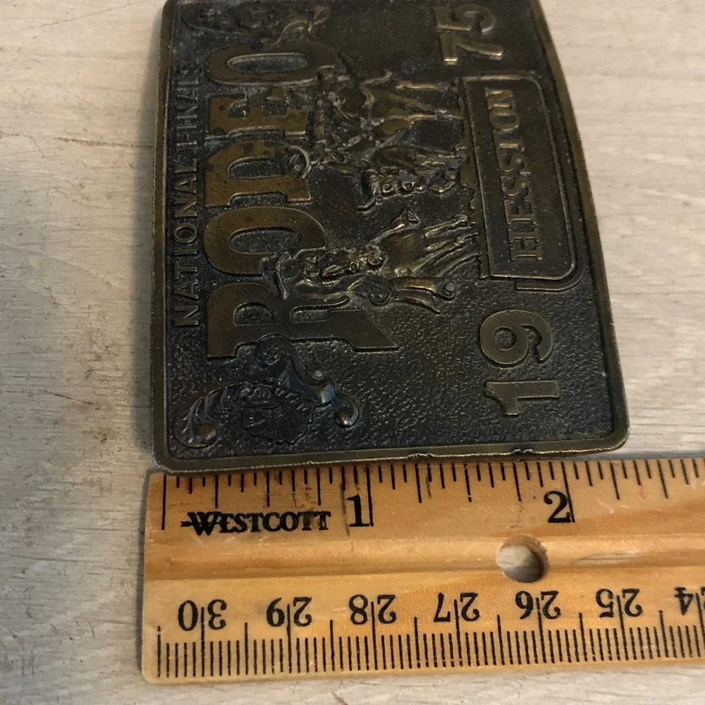Vintage 1975 Hesston National Finals Rodeo American Cowboy Belt Buckle